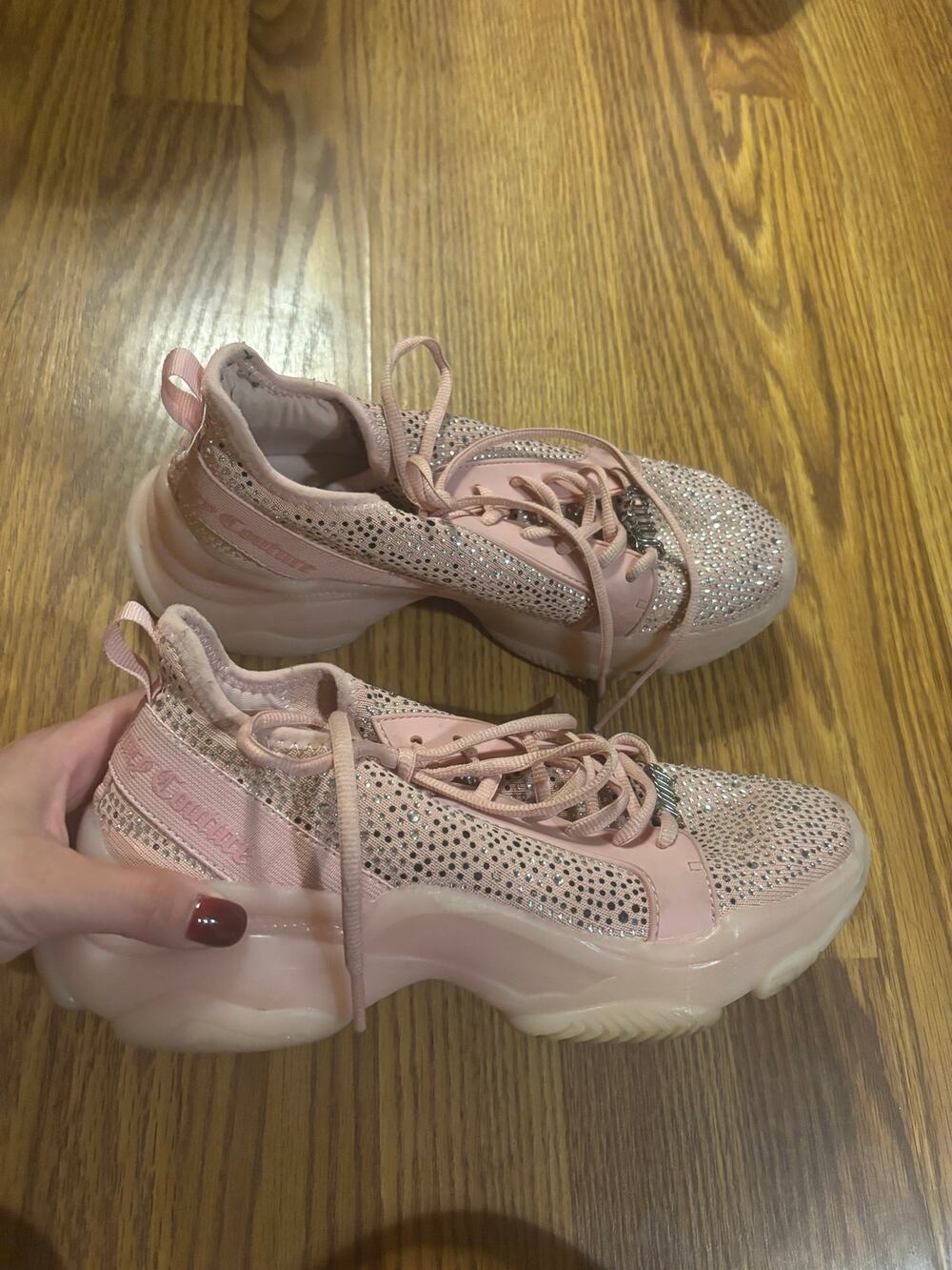Juicy Couture Light Pink Sparkly Rhinestone Girly Whimsy Shoes/ Sneakers